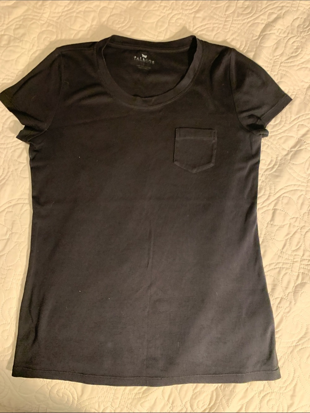 Talbots Black Short-Sleeve Crewneck Pocket Tee NWOT